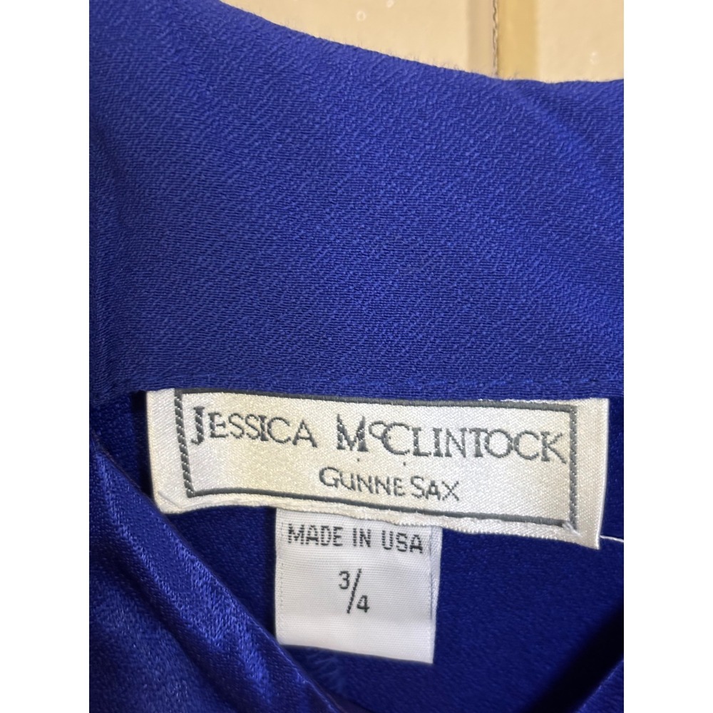 Jessica McClintock Gunne Sax Royal Blue Spaghetti Strap Maxi Dress Size 3/4 tags - Picture 4 of 5